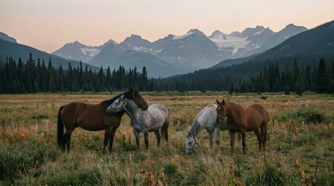 Chevaux en liberté, Élevage d'Alhéna, Haute-Savoie